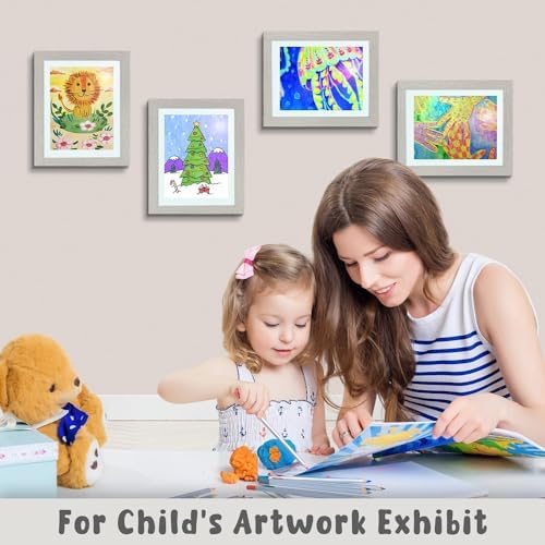 8 Pack 10x12.5 Front-Opening Kids Artwork Frames Changeable (Grey) - Image 4