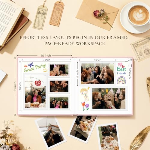 Vienrose Scrapbook Album 10x10 Inch Linen 420gsm Kraft 40 Pages Pink - Image 3