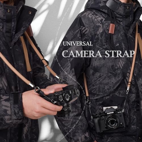 VOVMOEYA Nylon Braided Camera Rope Strap, Camera Neck Shoulder Strap with O-Ring for DSLR & Mirrorless Camera - Khaki - Image 2