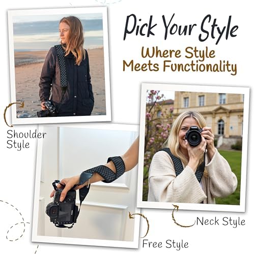 Art Tribute Camera Strap - Shoulder, Crossbody & Neck Camera Strap for Photographers, Fits All Cameras, Canon Nikon Sony Fujifilm, Padded Strap W/Quick Release, Embroidered Cotton & Leather Ends - Image 6