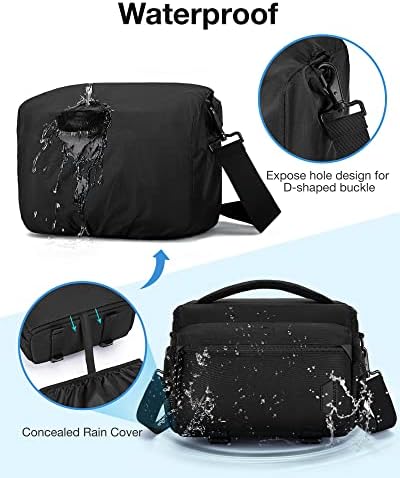 BAGSMART Camera Sling Bag with Tripod Holder & Rain Cover, Black - Image 5