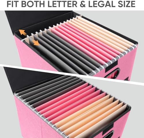 BALEINE File Organizer Box with Lid, Collapsible Hanging File Storage Box - Image 3