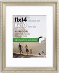 Americanflat 11x14 Picture Frame with Shatter-Resistant Glass - Use as 8x10 Frame with Mat or Display 11x14 Photo Without Mat - Ornate Picture Frames for Wall Display - Silver by Americanflat