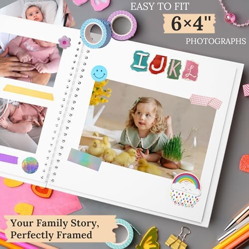 Scrapbook Photo Album 8"x8" 20 Sheets 40 Pages Hardcover Kraft Paper White - Image 5