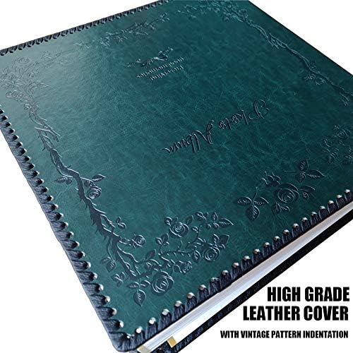 Photo Album Self Adhesive Pages, Large Magnetic Self-Stick Picture Album with Leather Vintage Inspired Cover, DIY Albums Holds 3X5, 4X6, 5X7, 6X8, 8X10 10X12 Photos (Darkgreen 40 Pages) - Image 2