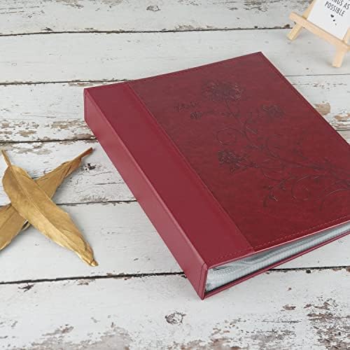 Photo Album 8x10 Clear Pages Pockets Leathe Cover Slip Slide in Photo Album Holds 50 Vertical 8x10 Photos Picture Book for Wedding Family (Red) - Image 5