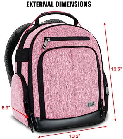 USA Gear Portable Camera Backpack for DSLR with Customizable Accessory Dividers, Weather Resistant Bottom and Comfortable Back Support - Compatible with Canon, Nikon, Sony, Fujifilm, and More (Red) - Image 5
