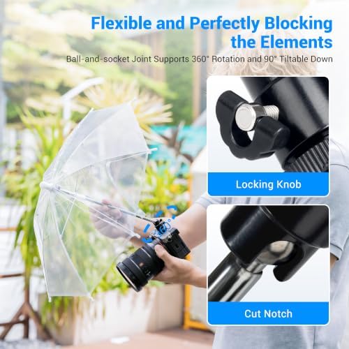 19.7" DSLR Mirrorless Camera Hot Shoe Umbrella Sun Shade Cover Silver - Image 5