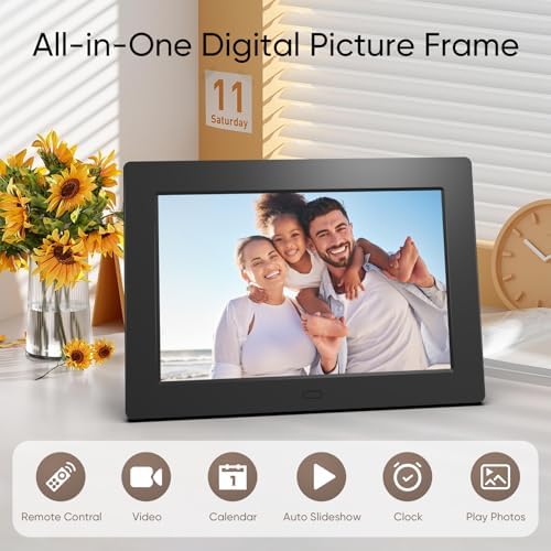 7 Inch Digital Picture Frame, Digital Photo Frame with 16:9 HD LCD Screen, Remote Control, Easy Setup and Share Photos Videos, Gifts Idea for Family, Christmas - Image 4