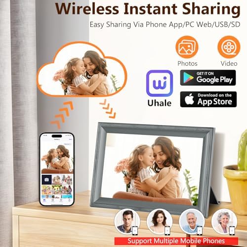 Smart Grey Digital Picture Frame WiFi Send Photos from Your Phone - Image 3