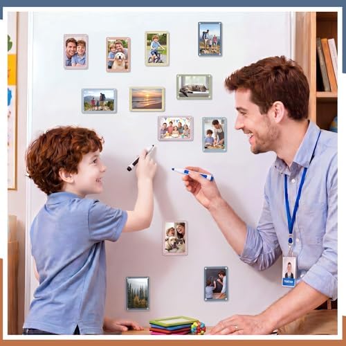 AceOrbit 12 Pack Boho Magnetic Picture Frames Acrylic Fridge Magnetic Frame Back to School Locker Decor 2.9x4.1in Double Sided for Refrigerator Dorm Office Bulletin Board Instant Photos - Image 4