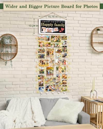 Bikoney Rustic Picture Frame Collage with Blackboard Hanging Photo Display - Image 3