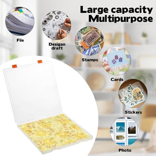 Rainmae 12"x12" Scrapbook Paper Storage, Stackable Kids Artwork Storage Organizer Box, Craft Paper Organizer Case for Board Game, Document, Magazine, Art Supplies (4 Pack) - Image 4