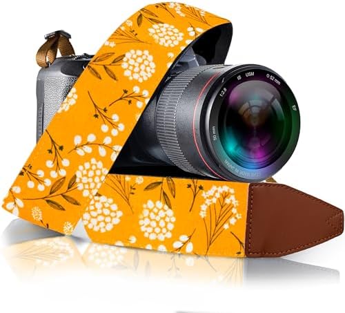 Art Tribute Camera Strap - Shoulder, Crossbody & Neck Camera Strap for Photographers, Fits All Cameras, Canon Nikon Sony Fujifilm, Padded Strap W/Quick Release, Embroidered Cotton & Leather Ends by ArtTribute