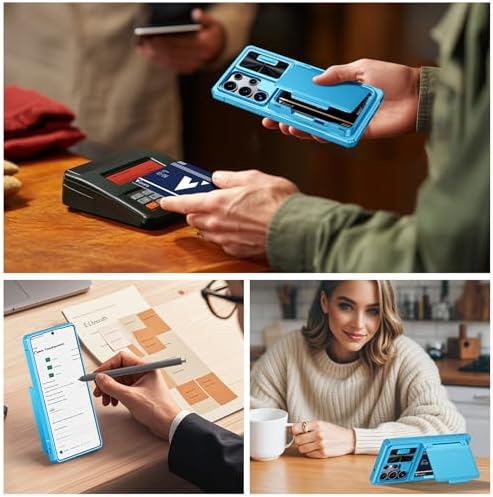 GooseBox for Samsung Galaxy S25 Ultra Case Wallet with RFID [Cards Holder][Camera Cover][Edge Raised] Full Body Shockproof Silicone Protective Phone Case for Galaxy S25 Ultra 6.9" 2025 (Lake Blue) - Image 5