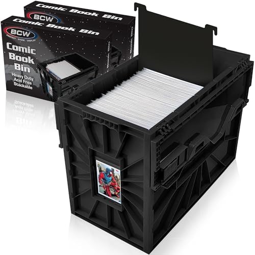 BCW Short Comic Book Bin, Holds 150 Comics Each, Black, 2 Pack by BCW