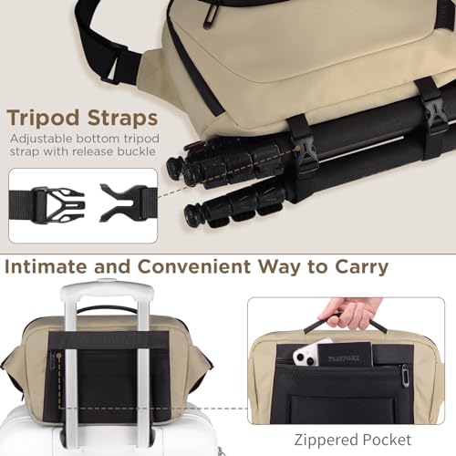 TAAOKA Camera Sling Bag,Waterproof Camera Case with Tripod Holder,Lightweight DSLR/SLR/Mirrorless Camera Bags Crossbody for photographers-Coffee - Image 4