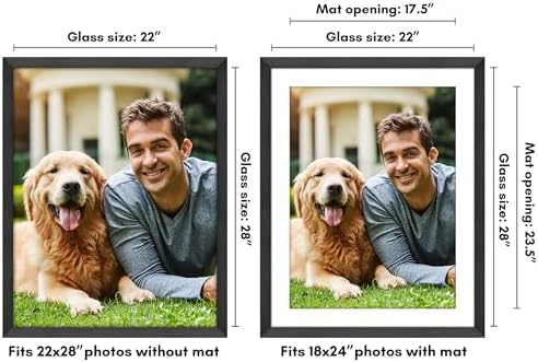 Americanflat 22x28 Poster Frame - Matted to 18x24 - Engineered Wood - Black - Image 2