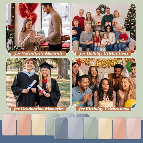 AceOrbit 12 Pack Boho Magnetic Picture Frames Acrylic Fridge Magnetic Frame Back to School Locker Decor 2.9x4.1in Double Sided for Refrigerator Dorm Office Bulletin Board Instant Photos - Image 6