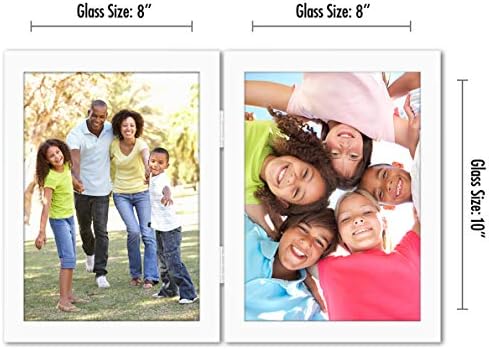 Americanflat Hinged 8x10 Picture Frame with Shatter-Resistant Glass - Double Picture Frames with Engineered Wood - Signature Collection - Photo Frame for Tabletop Display - White - Image 2