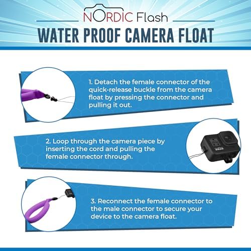 Nordic Flash Floating Wrist Strap (2-pack) for Phone & Action Camera - Compatible with GoPro Hero 13, Insta360 X4, DJI Action 5 Pro, OM System TG-7, Kodak PixPro WPZ2 & iPhone - Turquoise & Purple - Image 5