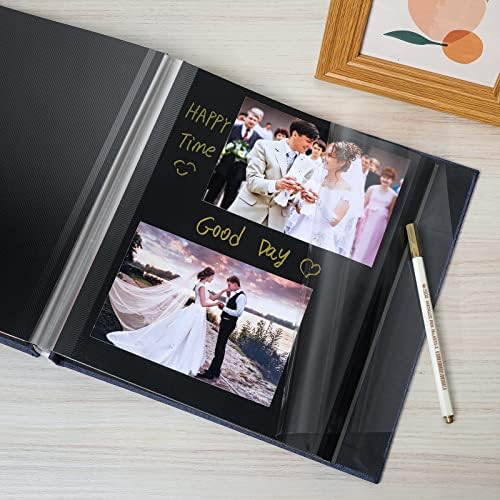 Spbapr Large Photo Album Self Adhesive Linen Cover Magnetic Scrapbook Album DIY Scrap Book 60 Black Sticky Pages for 3x5 4x6 5x7 8x10 Pictures with A Metal Pen - Image 4
