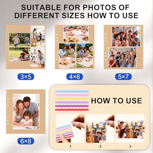 Leather Photo Album 4x6 200 Photos, DIY Scrapbook with 50 Sheets and 20 Blank Kraft Sheets, Travel Souvenir Diary Photo Book for Family Wedding Baby and Holiday Pictures - Image 6