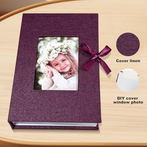 Photo Album 4x6 100 Pockets, Slip-in Picture Albums, Linen Cover Top Loader Vertical Pockets Albums for Baby, Kids Boy Girls, Wedding, Family, Anniversary, Purple - Image 4