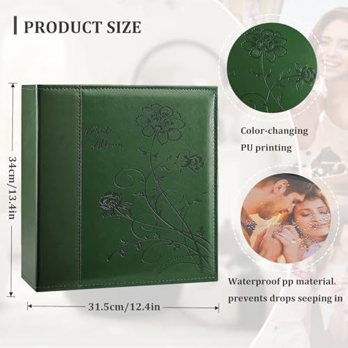 Artmag 600 4x6 Photo Picutre Album, Extra Large Capacity Leather Cover Photo Albums Holds 600 Horizontal and Vertical 4x6 Photos for Wedding Family (Dark Green) - Image 2