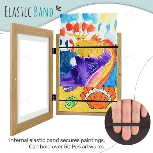 8 Pack 9x12 Front-Opening Kids Artwork Frames Changeable (Brown) - Image 3