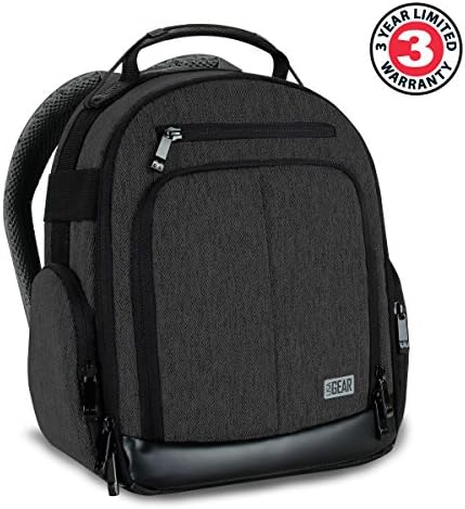 USA Gear Portable Camera Backpack for DSLR with Customizable Accessory Dividers, Weather Resistant Bottom and Comfortable Back Support - Compatible with Canon, Nikon, Sony, Fujifilm, and More (Black) - Image 3