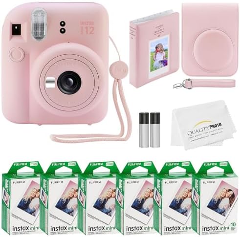 Fujifilm Instax Mini 12 Instant Camera + 60 Photo Prints + Quality Photo Value Bundle, Case, Decoration Stickers, Frames, Photo Album, (Blossom Pink) by FUJIFILM