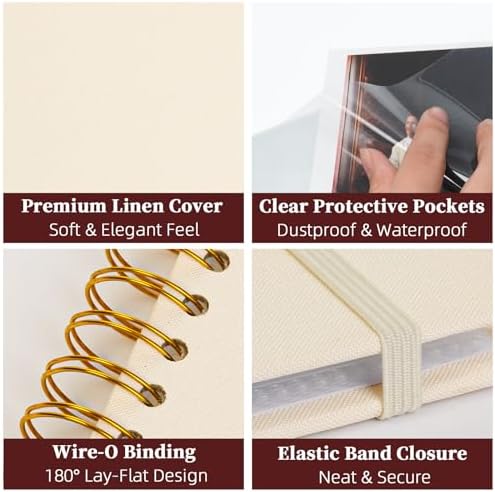 8.5x11 in Scrapbook Photo Album with Window, 30 Sleeves Beige - Image 6