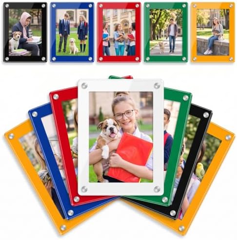 AceOrbit 12 Pack Rainbow Magnetic Picture Frames Acrylic Fridge Magnetic Frame Back to School Locker Decor 2.9x4.1in Double Sided for Refrigerator Dorm Office Bulletin Board Instant Photos by Unknown