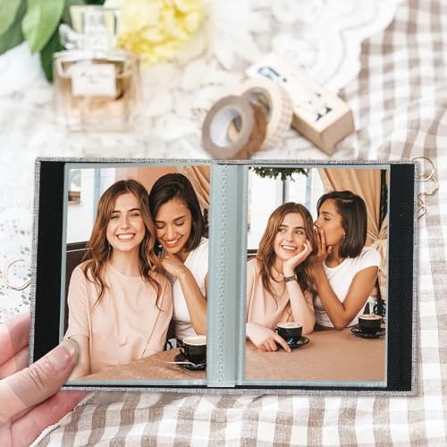 Artmag Mini Photo Album 4x6 50 Pockets 2 Pack, Linen Cover with Front Window Album Each Holds 52 Vertical Photos for Family Wedding Baby Children (Grey) - Image 3