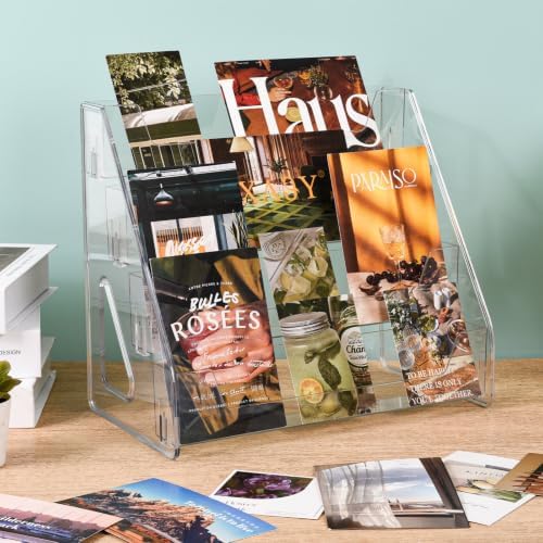 CELSOL Upgraded 4 Tier Acrylic Card Display Stand, Clear Display for Greeting Cards, Sports Cards, Postcards, Stickers & Brochures, Easy Snap-On, Increased Height & Thickness for Better Presentation (4 Tier 1 Pack) - Image 6