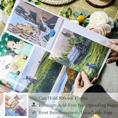 Holoary Photo Album 4x6 500 Photos 5 Pictures Per Page, 500 Pockets Picture Album, Linen Fabric Cover Big Picture Book for Photos, 4x6 Photo Albums for Family Weddings Travel Memories(Sage) - Image 7