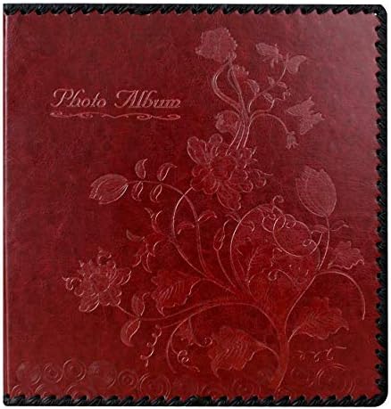 Photo Album Book, Family Album Self Adhesive Scrapbook, Leather Cover, Holds 3x5, 4x6, 5x7, 6x8, 8x10 Photos (Wine Red) by Unknown