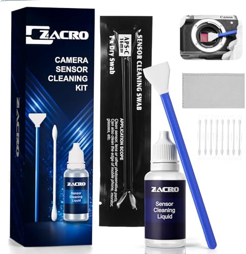 Zacro Camera Cleaning Kit 16mm APS-C Frame Sensor Cleaning Swab*8 + 20ml Sensor Cleaner for DSLR SLR Digital Camera CMOS Sensor Cleaning, Compatible with Nikon Sony Canon by ZACRO