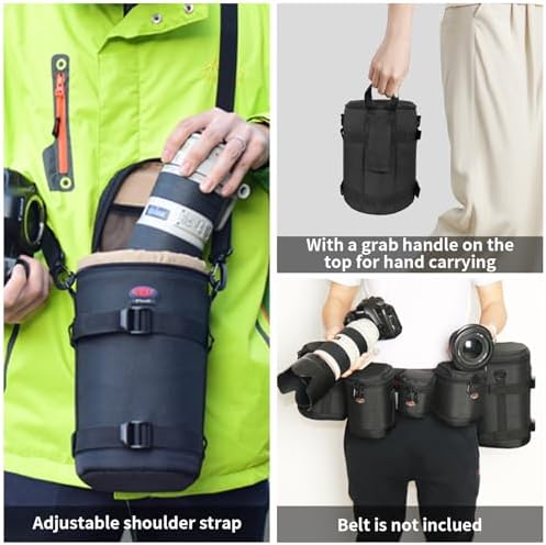 Camera Lens Case,Fits 6.50" x 9.06" DSLR Lens,Protective Carry Pouch - Image 6