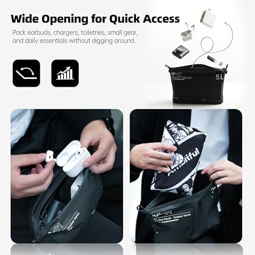 AMBITFUL AP-01 Water-Resistant Organizer Pouch, 17.7''x12.9'' Ultra-Light Travel Storage Bag for Camera Accessories, Cables, Toiletries and Outdoor Gear (XL（13L）) - Image 3