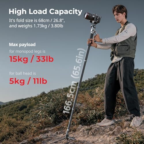 SmallRig 65.6"/ 166.5cm Carbon Fiber Ball Head Monopod for Camera - Image 4