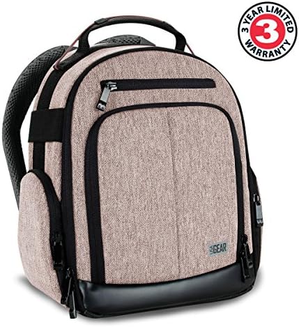USA Gear Portable Camera Backpack for DSLR with Customizable Accessory Dividers, Weather Resistant Bottom and Comfortable Back Support - Compatible with Canon, Nikon, Sony, Fujifilm, and More (Brown) - Image 2