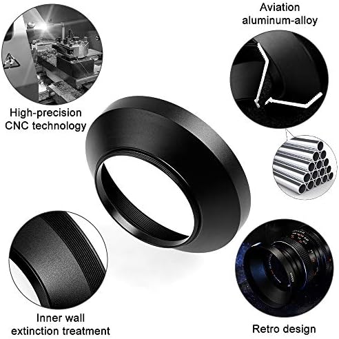 72mm Wide Angle Lens Hood,Universal Metal Lens Hood Sunshade with Centre Pinch Lens Cap for Canon Nikon Sony Pentax Olympus Fuji Camera +Microfiber Cleaning Cloth - Image 2