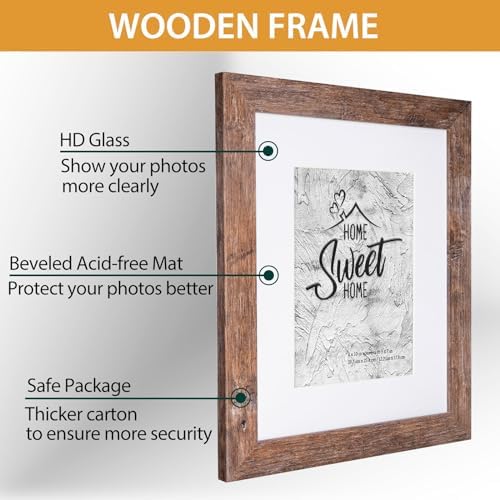 Califortree Rustic Brown 8x10 Picture Frame - Display Photos 5x7 with Mat or 8x10 Without Mat - HD Glass Inside, Horizontal and Vertical Display for Wall and Tabletop - Set of 2 - Image 6