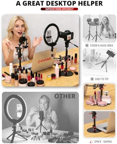 IFOOTAGE Round Base Monopod RB-A200,Small Footprint,Max.payload10KG,Aluminium Alloy Stable Structure, Height 10.6"/27cm~22.05"/56cm,for LED Video Light - Image 2
