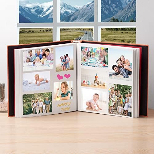 HoneyTolly Large Photo Album Self Adhesive, DIY Scrapbook Album for 600 Photos, 13"x12.6" 120 Pages Linen Cover Memory Book(Orange) - Image 4