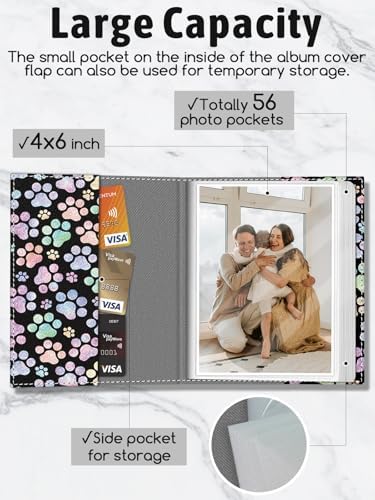 Photo Album 4x6, Small Picture Book Pet Dog Puppy Paw Print - Image 4