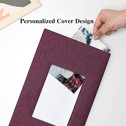 Vienrose 4x6 Photo Album,300 Pockets,Linen Cover with Window,Purple - Image 3