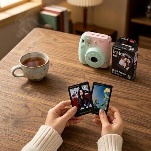 FUJIFILM Instax Mini Black Instant Film (20 Shots) + 4 AA Batteries + BluebirdSales Microfiber Cleaning Cloth – Creative Photography Bundle (20 Sheets Black Frame) - Image 6